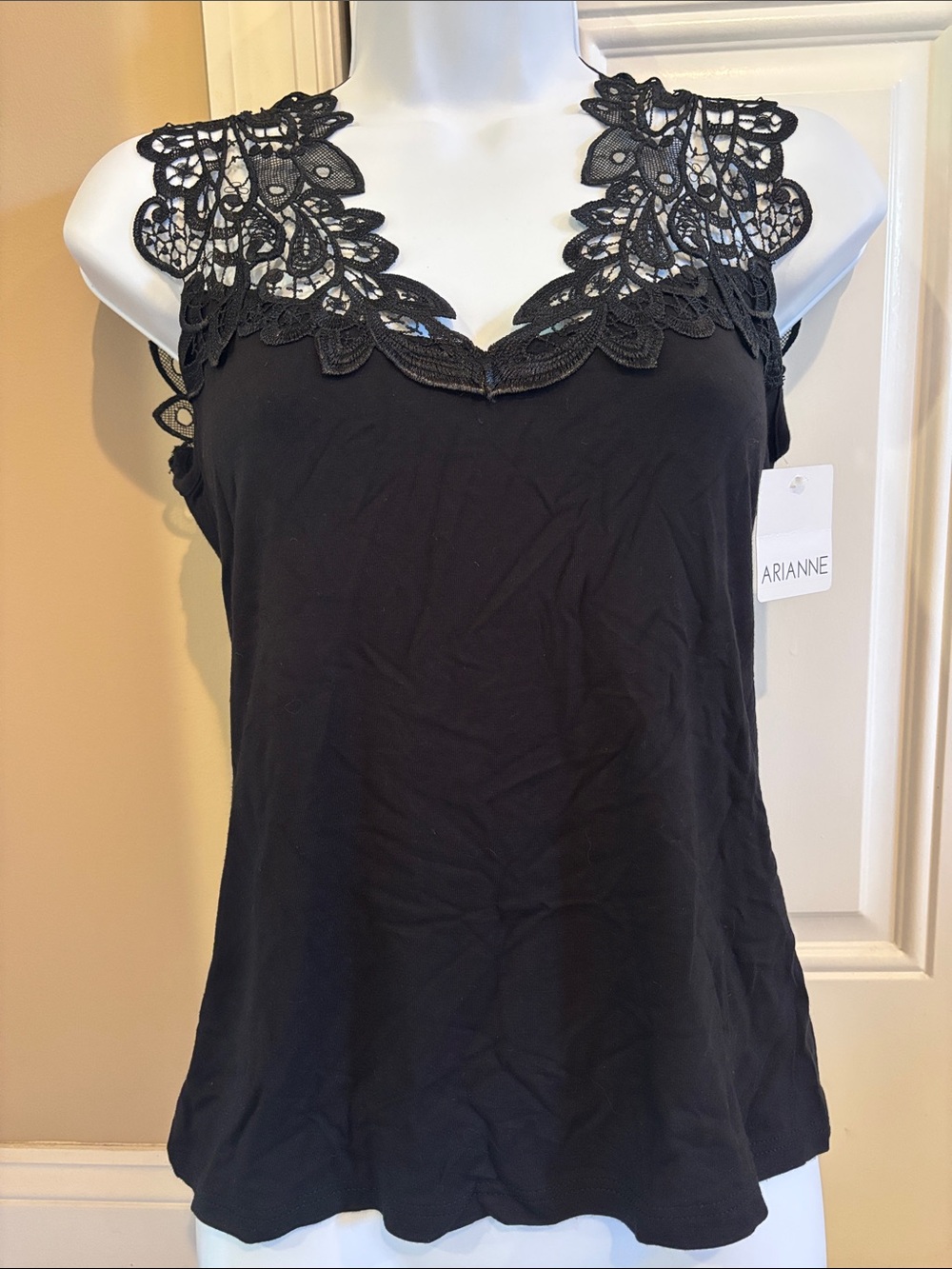 Arianne Black Lace-Trim Camisole